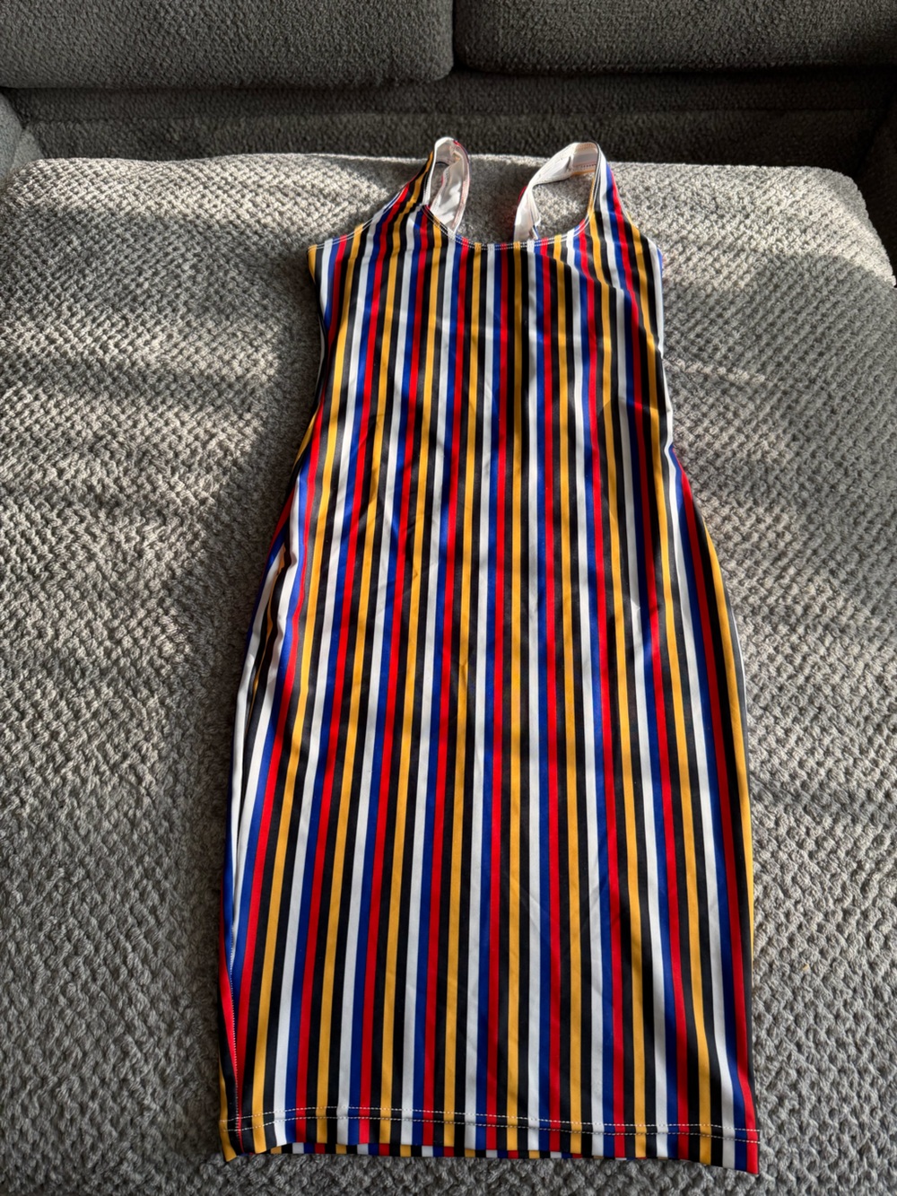 American Apparel Striped Midi Dress - Red, Blue, Yellow, Black, White